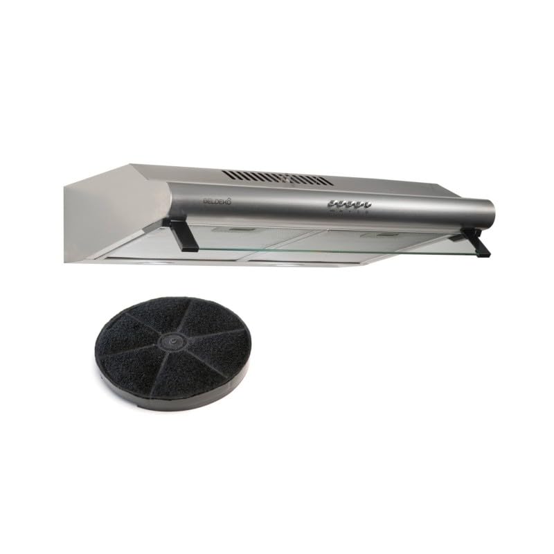 BELDEKO Hotte de cuisine GRETA - Inox - Éclairage LED - Filtre à charbon actif - 100 Watts - 210 m3 - Évacuation ou recy